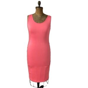 size large pink Liu & Qu stretchy midi length maternity dress
